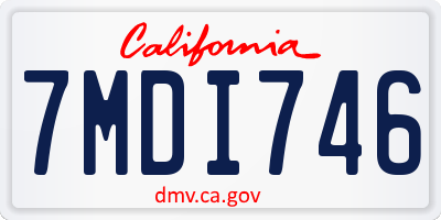 CA license plate 7MDI746