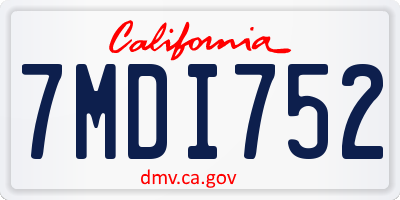 CA license plate 7MDI752