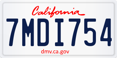 CA license plate 7MDI754
