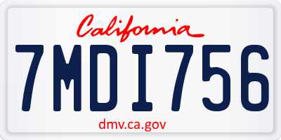 CA license plate 7MDI756