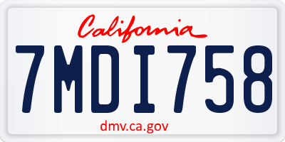 CA license plate 7MDI758