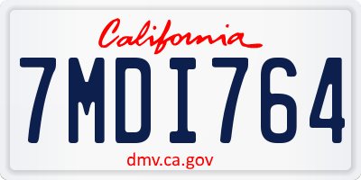 CA license plate 7MDI764