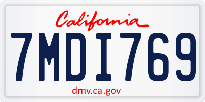 CA license plate 7MDI769