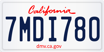 CA license plate 7MDI780