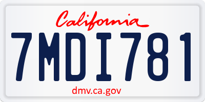 CA license plate 7MDI781