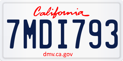 CA license plate 7MDI793