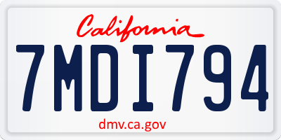 CA license plate 7MDI794