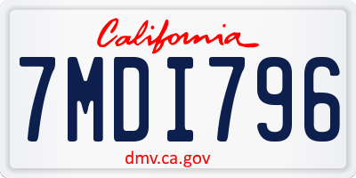 CA license plate 7MDI796