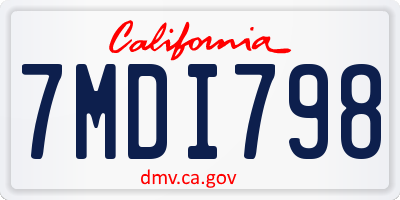 CA license plate 7MDI798