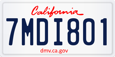 CA license plate 7MDI801