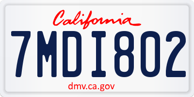 CA license plate 7MDI802