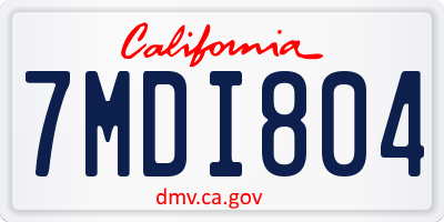 CA license plate 7MDI804