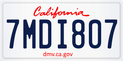 CA license plate 7MDI807