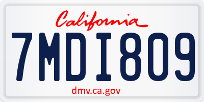 CA license plate 7MDI809