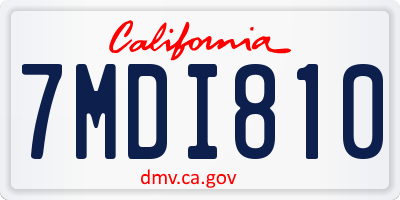 CA license plate 7MDI810