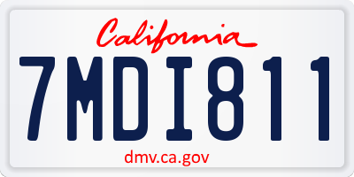 CA license plate 7MDI811