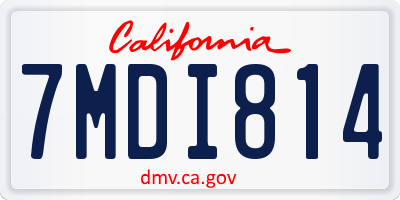 CA license plate 7MDI814