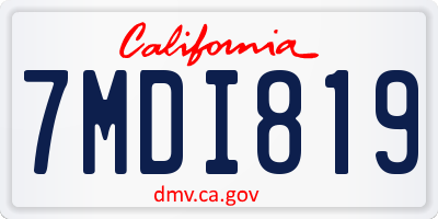 CA license plate 7MDI819