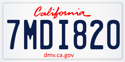 CA license plate 7MDI820