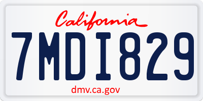 CA license plate 7MDI829