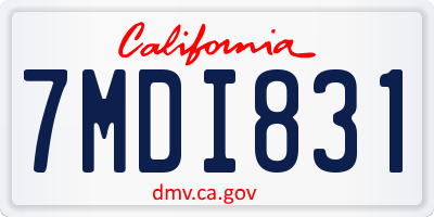 CA license plate 7MDI831