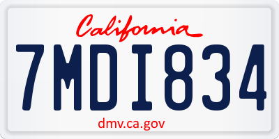 CA license plate 7MDI834