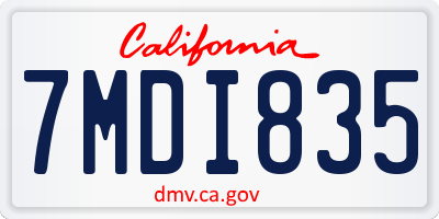 CA license plate 7MDI835