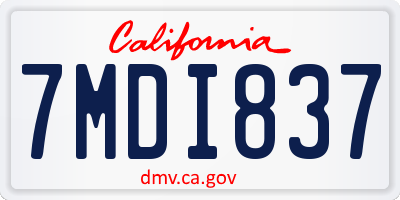 CA license plate 7MDI837