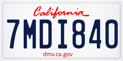 CA license plate 7MDI840