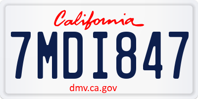 CA license plate 7MDI847