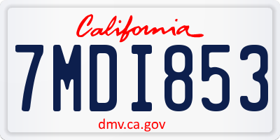 CA license plate 7MDI853