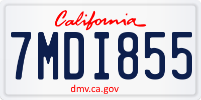 CA license plate 7MDI855