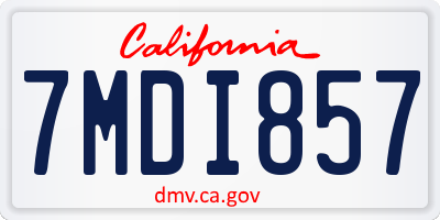CA license plate 7MDI857