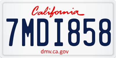 CA license plate 7MDI858