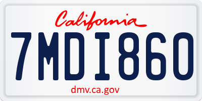 CA license plate 7MDI860