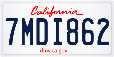 CA license plate 7MDI862