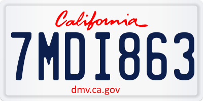 CA license plate 7MDI863