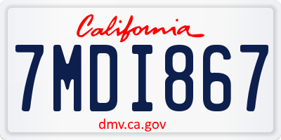 CA license plate 7MDI867