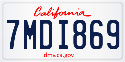 CA license plate 7MDI869