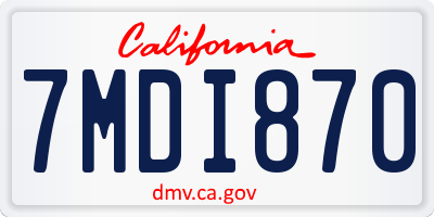CA license plate 7MDI870