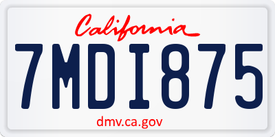 CA license plate 7MDI875