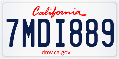 CA license plate 7MDI889