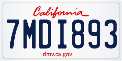 CA license plate 7MDI893