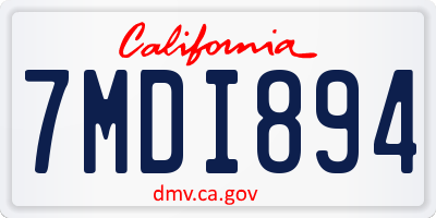 CA license plate 7MDI894