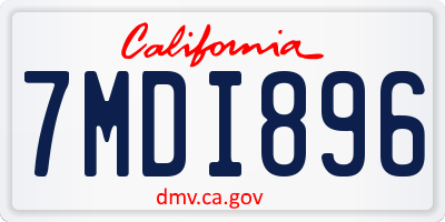 CA license plate 7MDI896