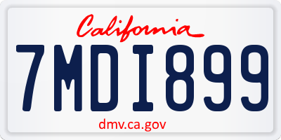 CA license plate 7MDI899