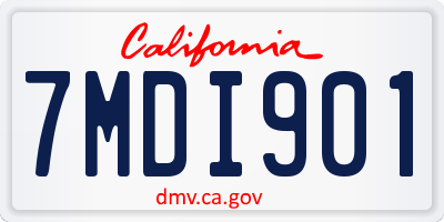 CA license plate 7MDI901