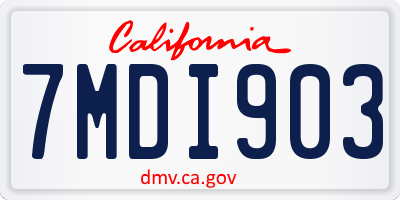 CA license plate 7MDI903