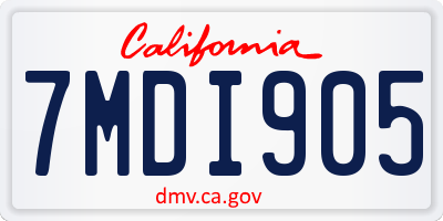 CA license plate 7MDI905