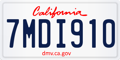 CA license plate 7MDI910